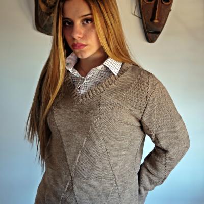 JERSEY PICO ROMBO MARRON HUNTFIELD