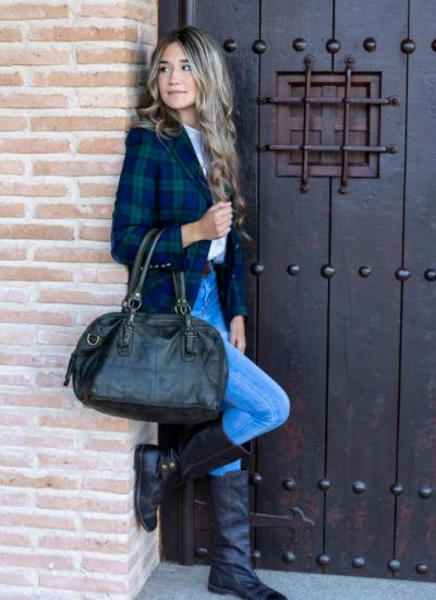 BOLSO DE PIEL VERDE CAZA HUNTFIELD BOLSO DE PIEL VERDE CAZA HUNTFIELD