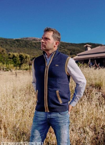 CHALECO DE PUNTO DE CABALLERO AZUL CAZA CHALECO DE PUNTO DE CABALLERO AZUL CAZA