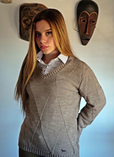 JERSEY PICO ROMBO MARRON HUNTFIELD