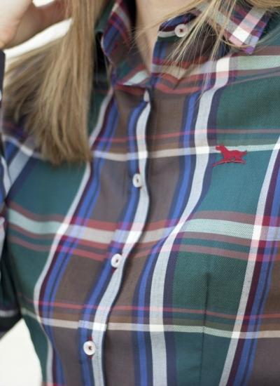 camisa señora mujer cuadros caza verde huntfield
